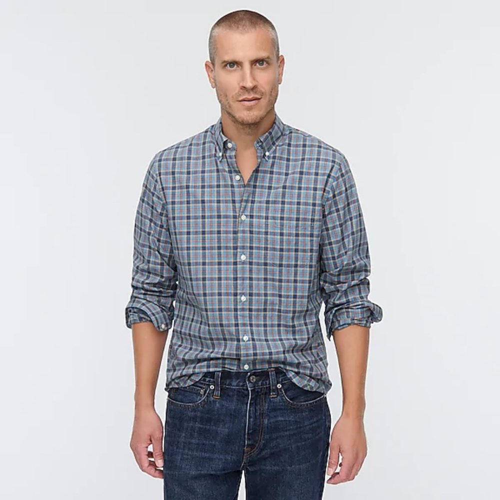 J Crew Stretch cotton poplin shirt in plaid S M